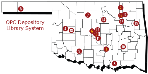Map of the Oklahoma Publications Clearinghouse Depository System